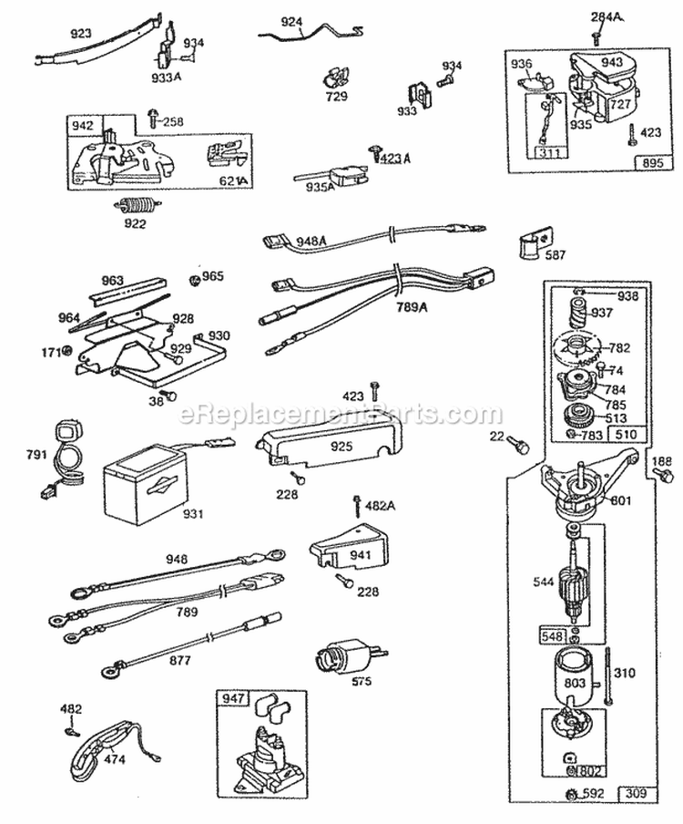 Electric StarterMisc Elect Diagram and Parts List for 113988-0622-01  Briggs and Stratton Engine